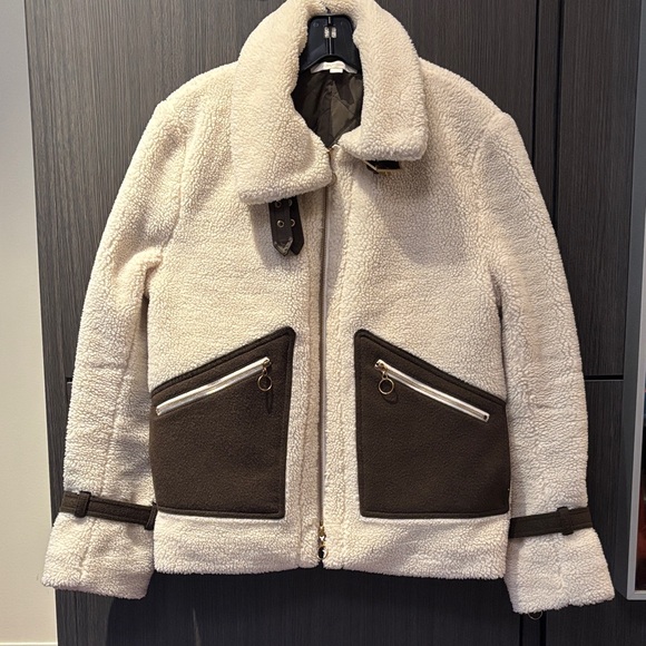 Jonathan Simkhai Cream and Brown Teddy Jacket - Picture 1 of 10